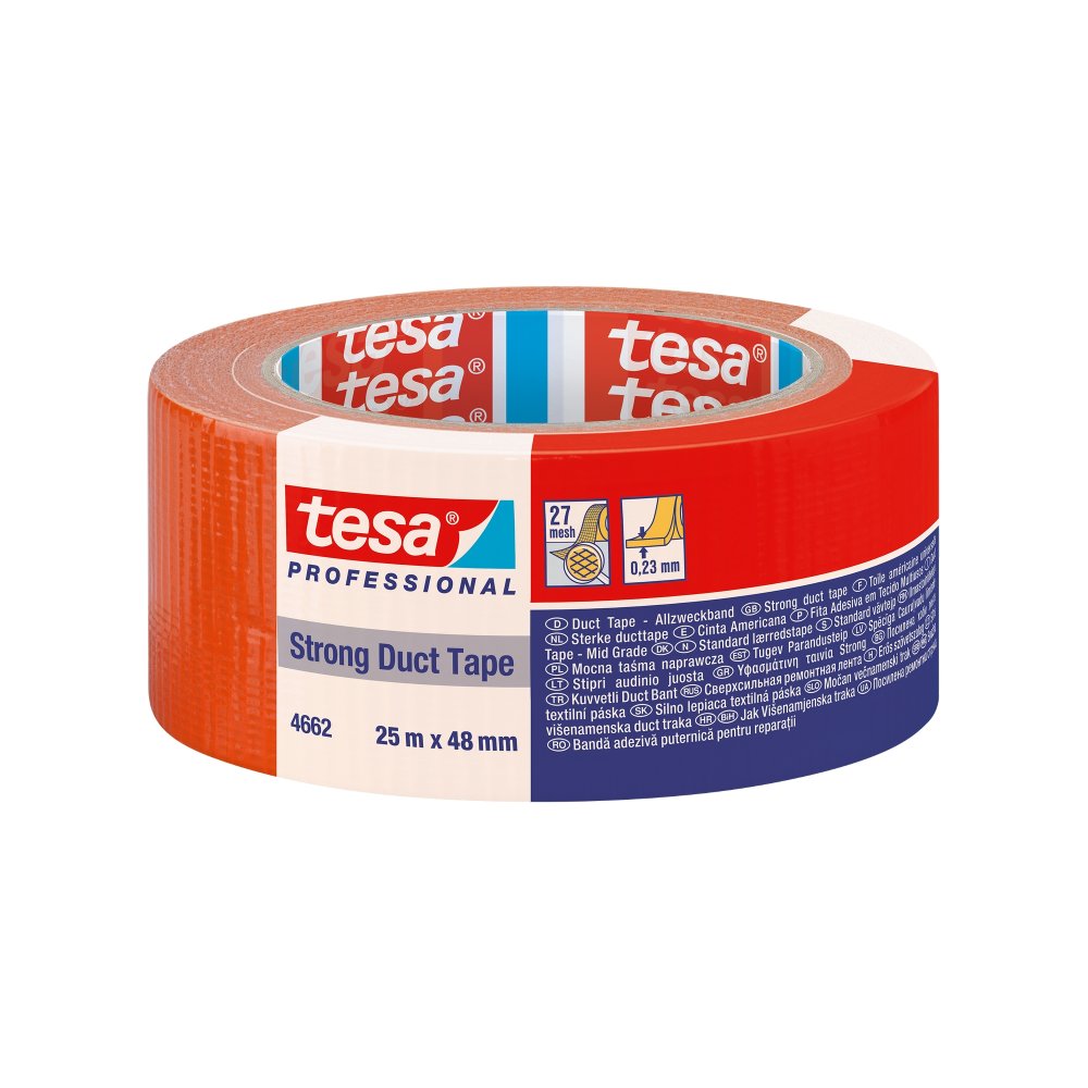 Tesa® 4662 : toile duct orange pour façadiers, 48 mm x 25 m