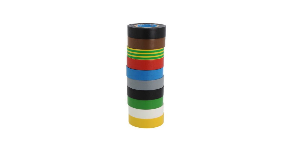 Tesa 53988-00135-00 – Ruban électrique 10 Couleurs, 10 M X 15 Mm, Lot De 10