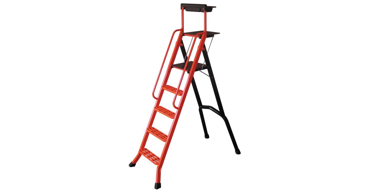 Escabeau Aluminium 5 Marches Centaure – Hauteur D'accès 3 M – Plate-forme 1 M – Sabots Pour Extérieur – Charge 150 Kg