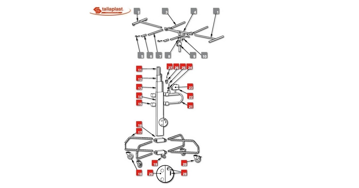 TALIAPLAST - Lève-plaque Taliatop 4 roues et 2 plateaux porte outils bois