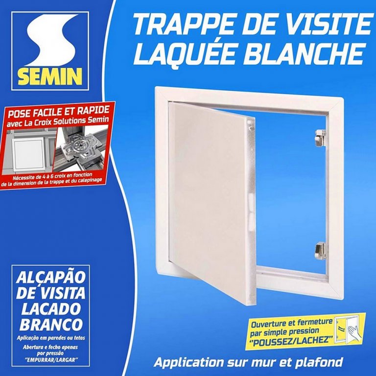 Trappe de Visite Métallique Laquée Blanche 500 mm x 500 mm Semin