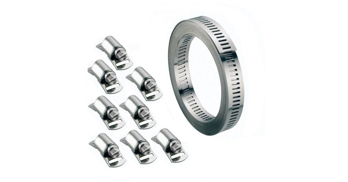 Colliers de serrage inox W4 - bande ajourée 8 mm - 3 pièces SERFLEX