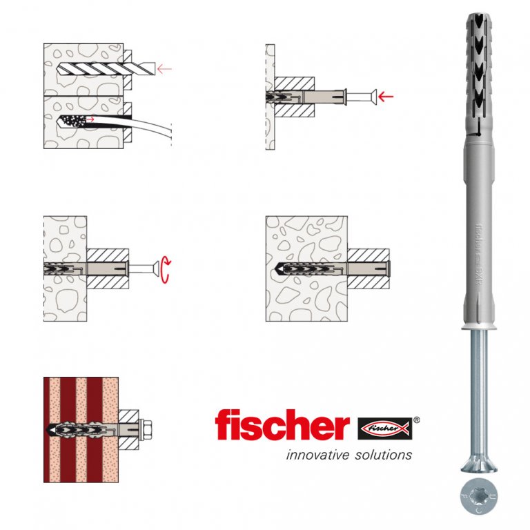 Fischer 30167 Lot de 4 Chevilles pour cadre/ossature FUR 8 x 100 mm T K