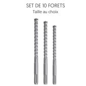 Set 10 forets pour béton armé SDS+ IV Quattric II, Ø6 à 10 mm - FISCHER