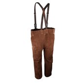 Pantalon en cuir croute marron avec bretelles Singer Safety
