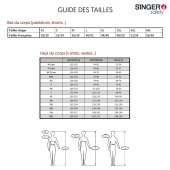 Guides des tailles, vêtements de travail Singer Safety