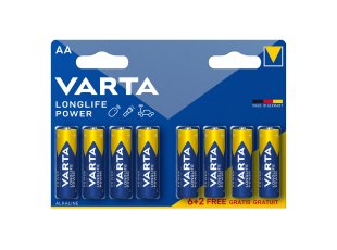 Piles alcalines LR06 (AA) 1,5V Longlife Power (6+2 gratuites) - VARTA