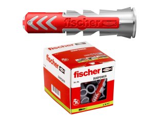 Fischer 544016 Chevilles Duopower avec vis, 6 x 30 mm, pour mur plein,  brique perforée, cloison sèche, 544016