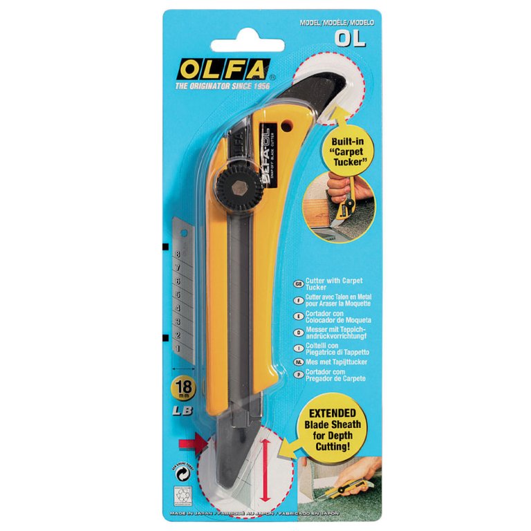 Cutter OLFA usage intensif BN-L, Manche ergonomique, 18 mm