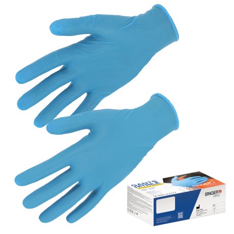 Boîte de 100 gants nitrile AQL 1,5 sans latex, non poudrés : taille au choix - SINGER Safety