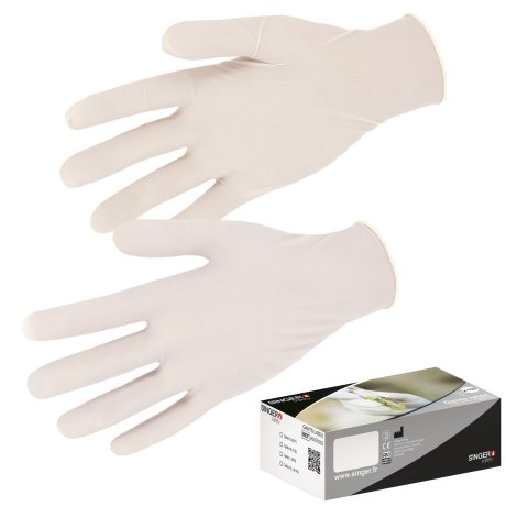 Boîte de 100 gants latex AQL 1,5 non poudrés : taille au choix - SINGER Safety