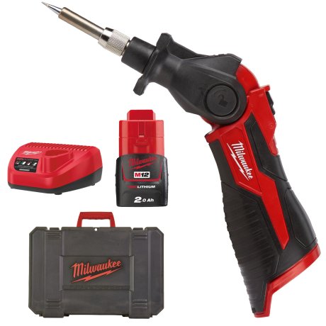Fer à souder 400°C / 90W M12™avec 1 batterie 2 Ah et chargeur - MILWAUKEE
