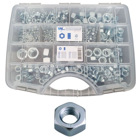 Coffret écrous hexagonaux HU 6 pans ZN, DIN 934, 532 pièces - VISWOOD