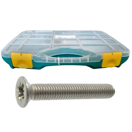 Coffret vis métaux TF Pozidriv Inox A2 DIN 965, 690 pièces - VISWOOD