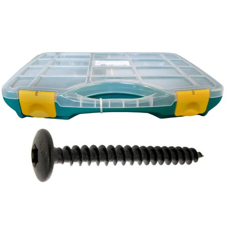 Coffret vis de penture tête ronde large TX AZ noir Ø6, 450 pièces - VISWOOD