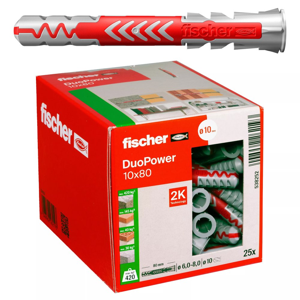 Lot De 15 Cheilles Fischer Duopower 10x80 (538252) + 20 Vis Index 7x100, Comme Neuves