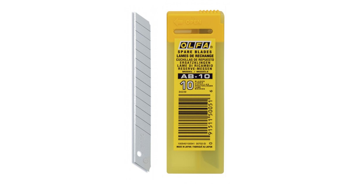 10 lames 9 mm AB10 pour cutter en étui distributeur | Olfa