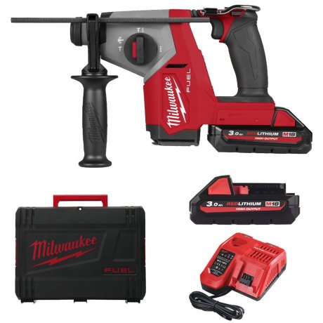 Perforateur SDS+ 16 mm M18 Fuel™ avec 2 batteries 3 Ah + chargeur - MILWAUKEE