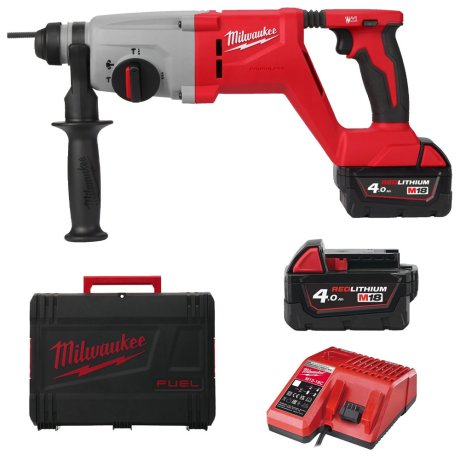 Perforateur SDS+ 26 mm Brushless M18™ avec 2 batteries 4 Ah + chargeur + HD Box - MILWAUKEE