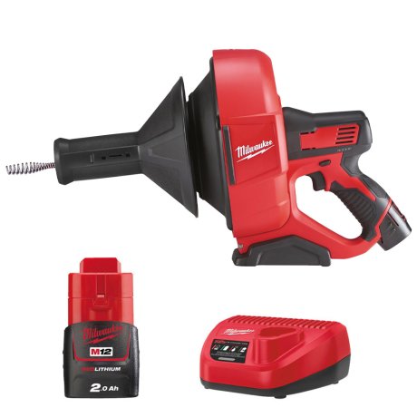 Déboucheur à spirale Ø8 mm M12™ avec 2 batteries 2 Ah + chargeur - MILWAUKEE