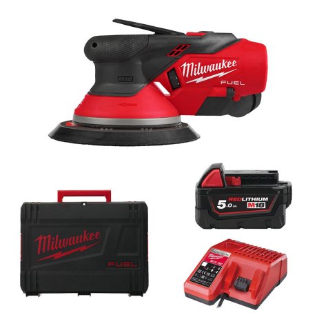 Ponceuse orbitale (2,5 mm) excentrique 150 mm M12 Fuel™ avec 2 batteries 5 Ah + chargeur - MILWAUKEE