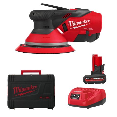 Ponceuse orbitale (5 mm) excentrique 150 mm M12 Fuel™ avec 2 batteries 5 Ah + chargeur - MILWAUKEE