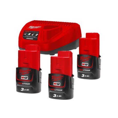 Pack M12™ 3x batteries 3 Ah + chargeur rapide - MILWAUKEE