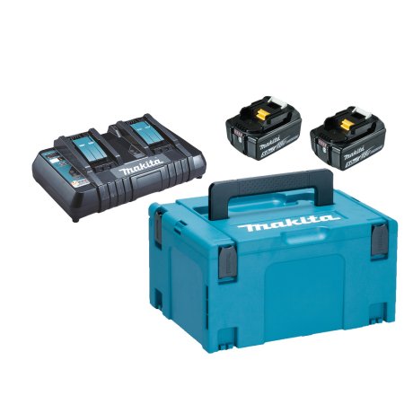 Pack 18V 2 batteries 5Ah + chargeur double + coffret Makpac 3 - MAKITA