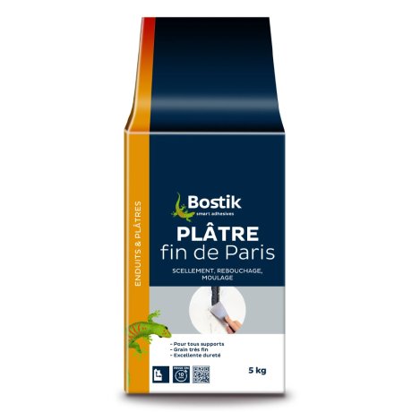 Plâtre fin à prise rapide pour tous supports, sac de 5 kg - BOSTIK