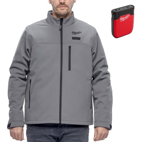 Veste chauffante coupe-vent grise homme M12™, taille 3XL, avec batterie - MILWAUKEE