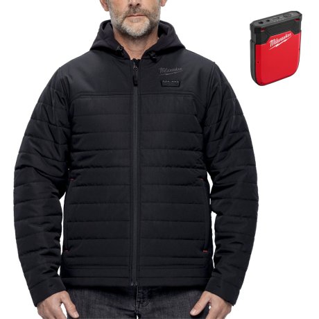 Veste chauffante à capuche noire homme M12™, taille S, avec batterie- MILWAUKEE