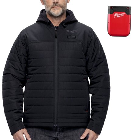 Veste chauffante à capuche noire homme M12™, taille XL, avec batterie - MILWAUKEE