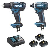Pack 2 outils 18V DLX2127TJ1 avec 3 batteries 5 Ah + chargeur + Makpac - MAKITA