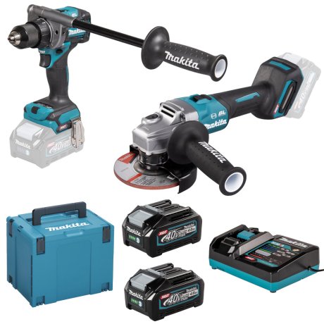 Pack perceuse-visseuse + meuleuse 40V avec 2 batteries 4 Ah + chargeur + Makpac - MAKITA