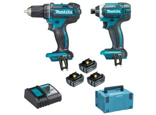 Pack perceuse-visseuse + visseuse à choc 18V avec 3 batteries 5 Ah + chargeur + Makpac - MAKITA