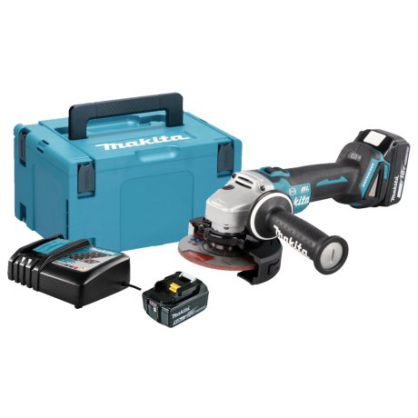 Meuleuse d'angle 18V Ø125 mm DGA506RTJ, avec 2 batteries 5 Ah + chargeur + Makpac - MAKITA