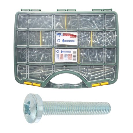 Coffret vis métaux TC Pozidriv AZ blanc DIN 7985, 700 pièces - VISWOOD
