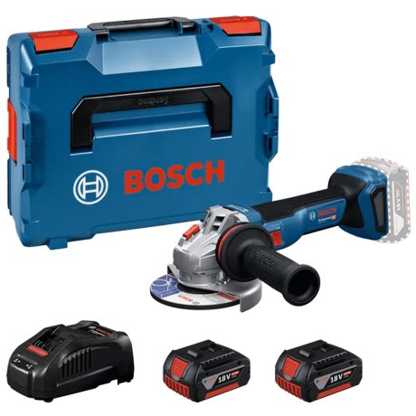 Meuleuse d'angle GWS 18V-11, 125 mm avec 2 batteries 5 Ah + chargeur + L-Boxx - BOSCH