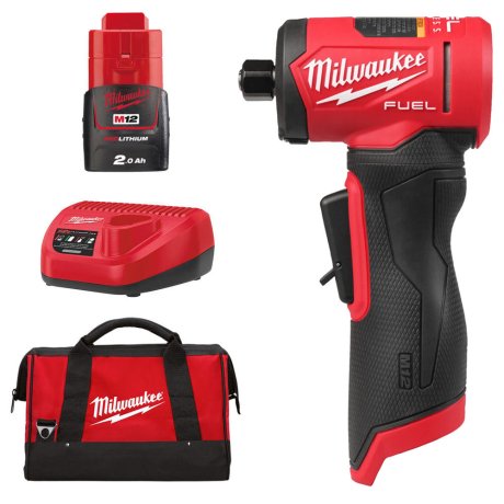 Meuleuse droite coudée M12 Fuel™ FDGA2 avec 2 batteries 5 Ah & 2,5 Ah + chargeur + sac - MILWAUKEE
