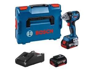 Boulonneuse à choc GDS 18V-330 HC avec 2 batteries 5 Ah + chargeur + L-Boxx - BOSCH