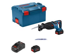Scie sabre GSA 18V-28 avec 2 batteries 5,5 Ah + chargeur + L-Boxx - BOSCH