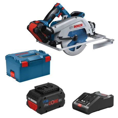 Scie circulaire Ø190 mm GKS 18V-68 GC avec 2 batteries 8 Ah + chargeur + L-Boxx - BOSCH