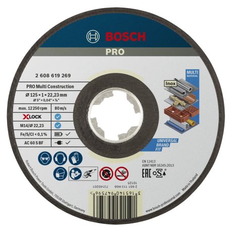 Disque à tronçonner X-Lock multi-matériaux 125 x 1 x 22,23 mm - BOSCH
