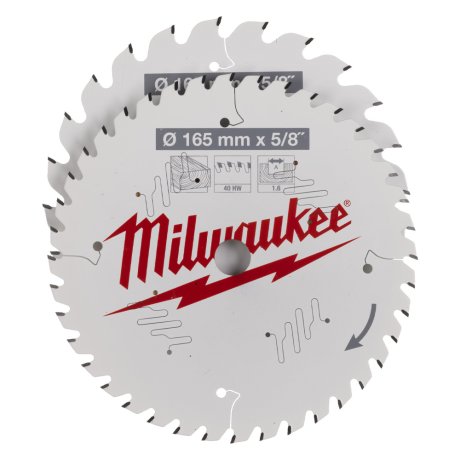 Lot 2 lames scie circulaire bois 165 x 24T/40T - MILWAUKEE