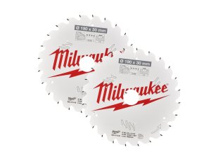 Lot 2 lames scie circulaire bois 190 x 24T/24T - MILWAUKEE