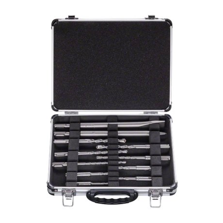 Coffret de forets SDS-Plus avec 9 forets + 1 burin pointu + 1 burin plat - BOSCH