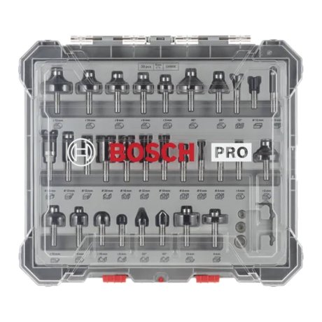 Coffret 30 fraises mixtes défonceuse queue 8 mm - BOSCH