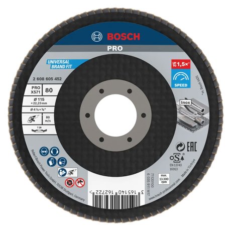 Disque à lamelle X-Lock Ø115 x 1 x 22,23 mm, grain 80 - BOSCH
