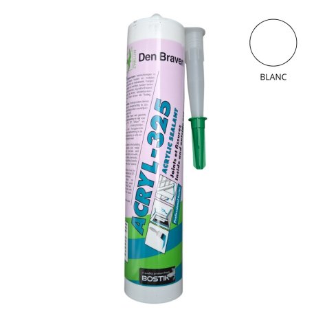 Mastic acrylique 325 joints et fissures, Blanc, cartouche 300 ml - DEN BRAVEN