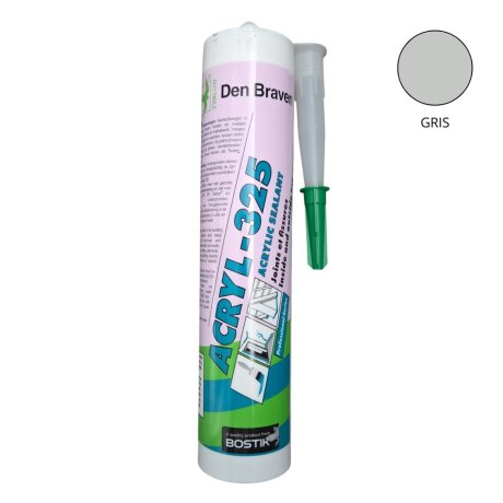 Mastic acrylique 325 joints et fissures, Gris, cartouche 300 ml - DEN BRAVEN